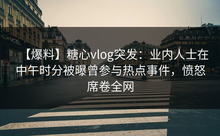 【爆料】糖心vlog突发：业内人士在中午时分被曝曾参与热点事件，愤怒席卷全网