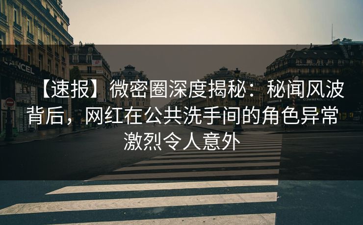 【速报】微密圈深度揭秘：秘闻风波背后，网红在公共洗手间的角色异常激烈令人意外