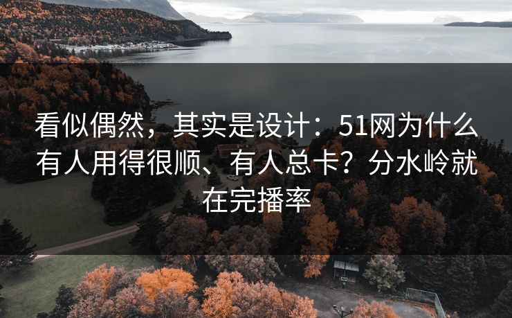 看似偶然,其实是设计:51网为什么有人用得很顺、有人总卡?分水岭就在完播率 看似偶然,其实是设计:51网为什么有人用得很顺、有人总卡?分水岭就在完播率